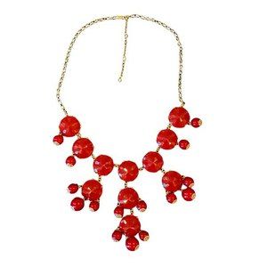 Long Vintage-Inspired Dark Red and Gold Multi Pendant Necklace